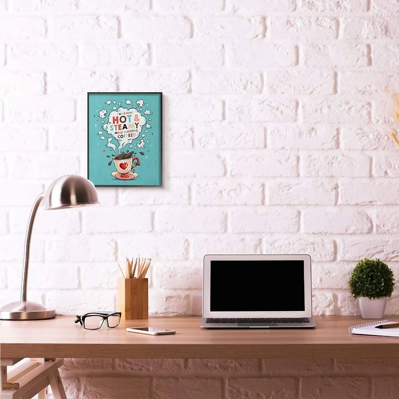 Stupell Industries Hot & Steamy Coffee Black Framed Wall Art