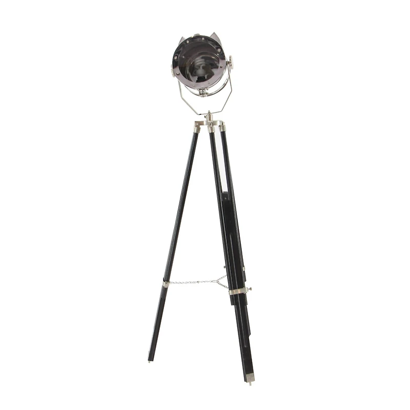 75" Black Wood Industrial Floor Lamp
