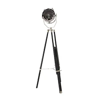 75" Black Wood Industrial Floor Lamp