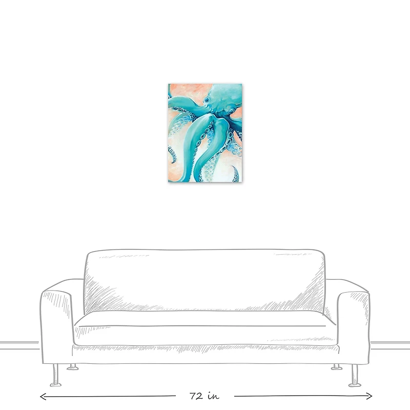 Blue Octopus 18" x 24" Canvas Wall Art