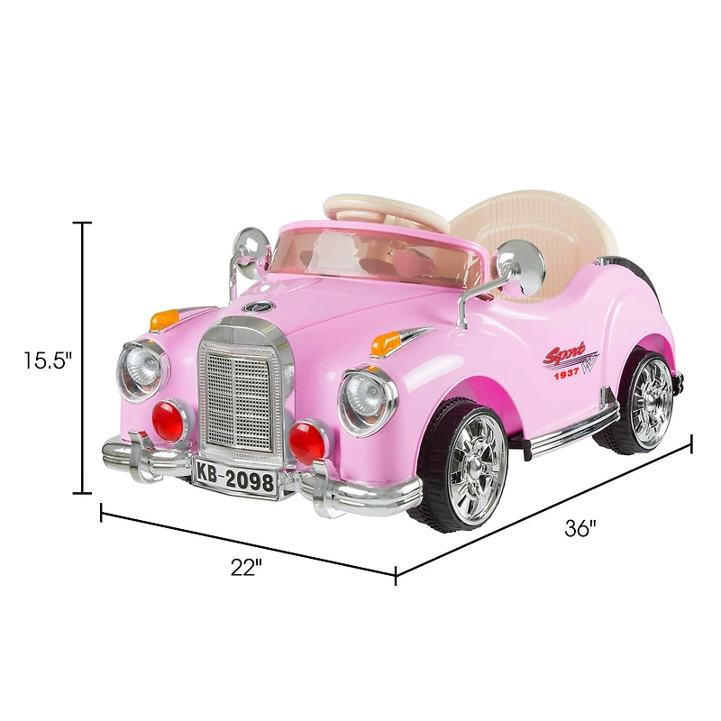 Toy Time Pink Battery Powered Ride-On Classic Coupe Car