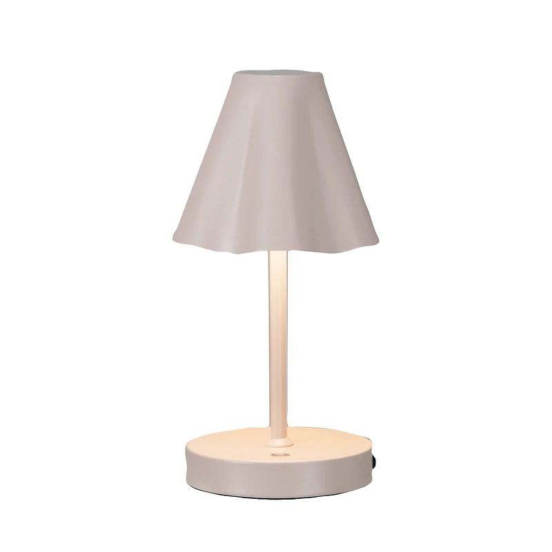 Hello Honey® 11" Tan Round Metal LED Rechargeable Table Lamp