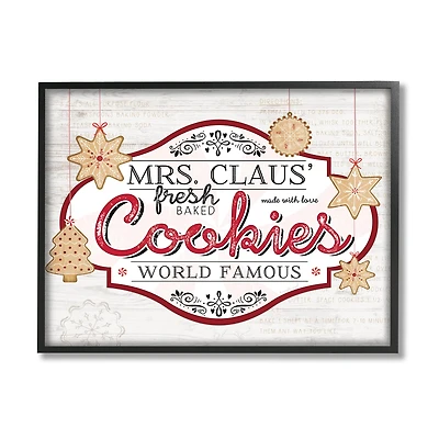 Stupell Industries Vintage Mrs. Claus Cookies Sign Framed Giclee Art