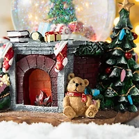 Glitzhome® 7.75" Lighted Musical Christmas Tree on Fireplace Waterglobe
