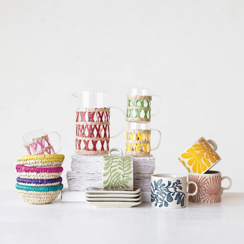 Hello Honey® Glass Pitcher with Natural Woven Sleeve