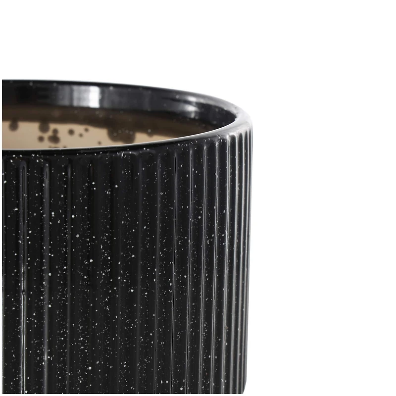 Black Ceramic Speckled Planter Set
