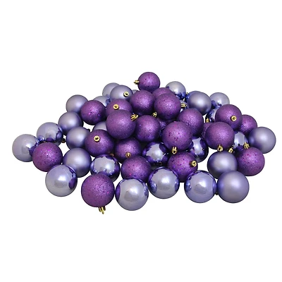 60ct. 2.5" Amethyst Purple 4-Finish Shatterproof Christmas Ball Ornaments