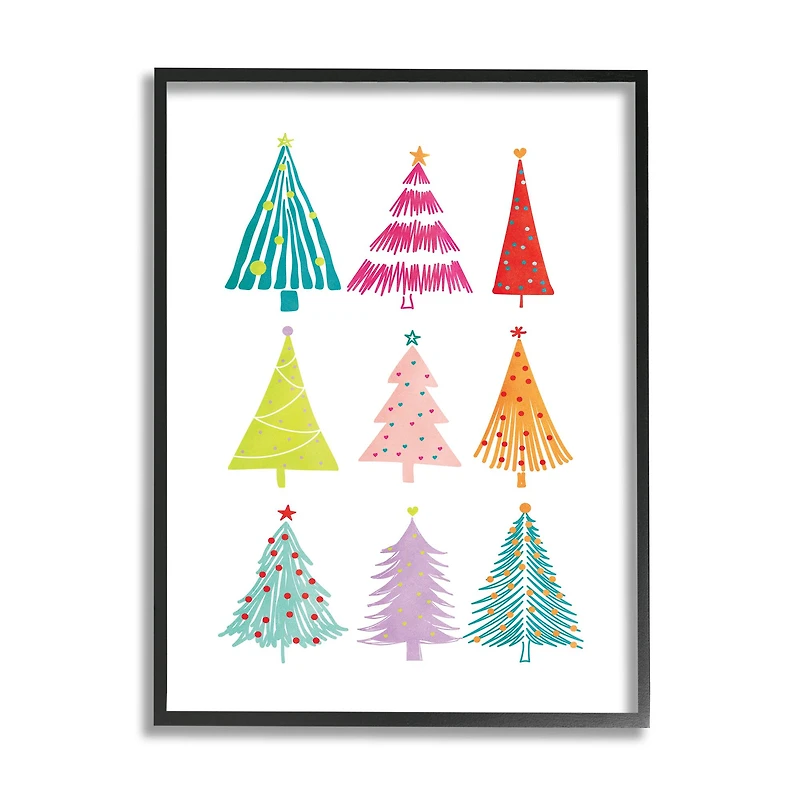 Stupell Industries Varied Fun Christmas Trees Framed Giclee Art