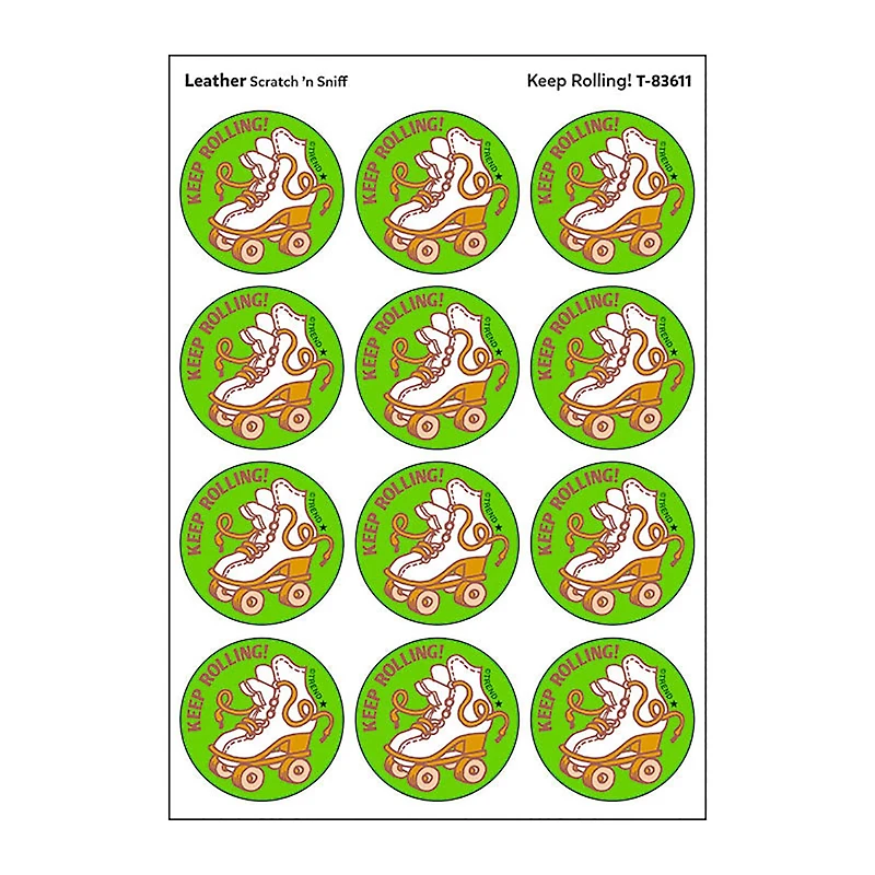 TREND Enterprises® Keep Rolling! Leather Scented Stickers, 6 Packs of 24