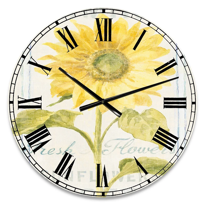Designart 'Floursack Florals Ii Farmhouse Wall Clock