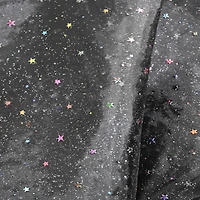 Feldman Black Hologram Star Polyester Fabric