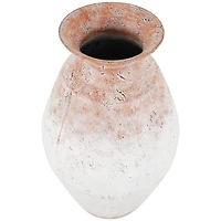 18" Copper Metal Distressed Textured Vase with Terra Cotta Accents