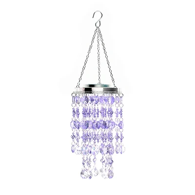 Glitzhome® 19" Solar Lighted Transparent Jewel Beaded Hanging Décor