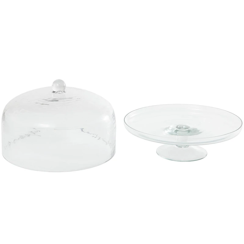 12" Clear Glass Cake Stand with Glass Dome