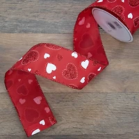 2.5" x 10yd. Glitter Hearts Valentine's Day Wired Craft Ribbon
