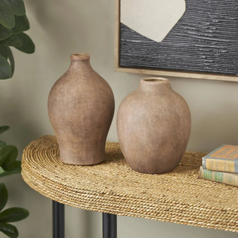 Copper Ceramic Antique Style Textured Vases, 2ct.