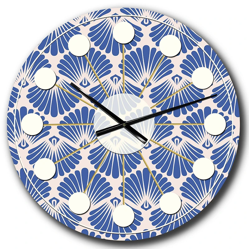 Designart 'Retro Blue Waves Mid-Century Modern Wall Clock