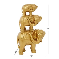 17" Gold Glam Stacked Elephant Sculpture