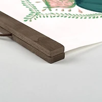 Folk Floral Pattern Teak Hanging Canvas