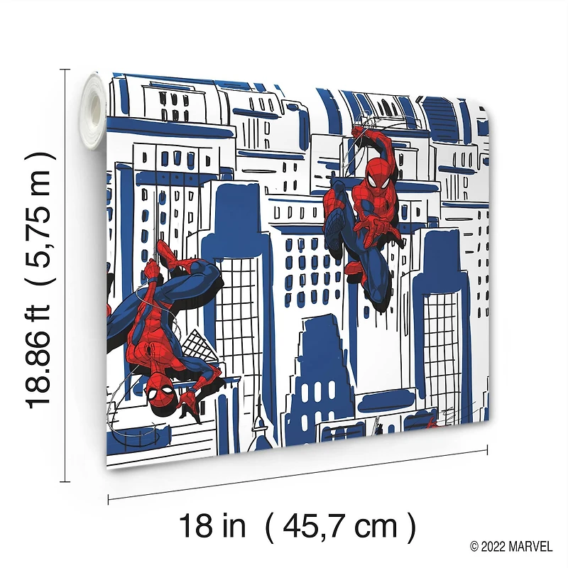 RoomMates Blue Spider-Man Cityscape Peel & Stick Wallpaper
