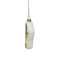 Gold & White Sixteenth Note Music Symbol Glass Ornament