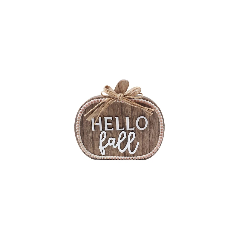 7.75" Natural Hello Fall Pumpkin Tabletop Décor by Ashland®