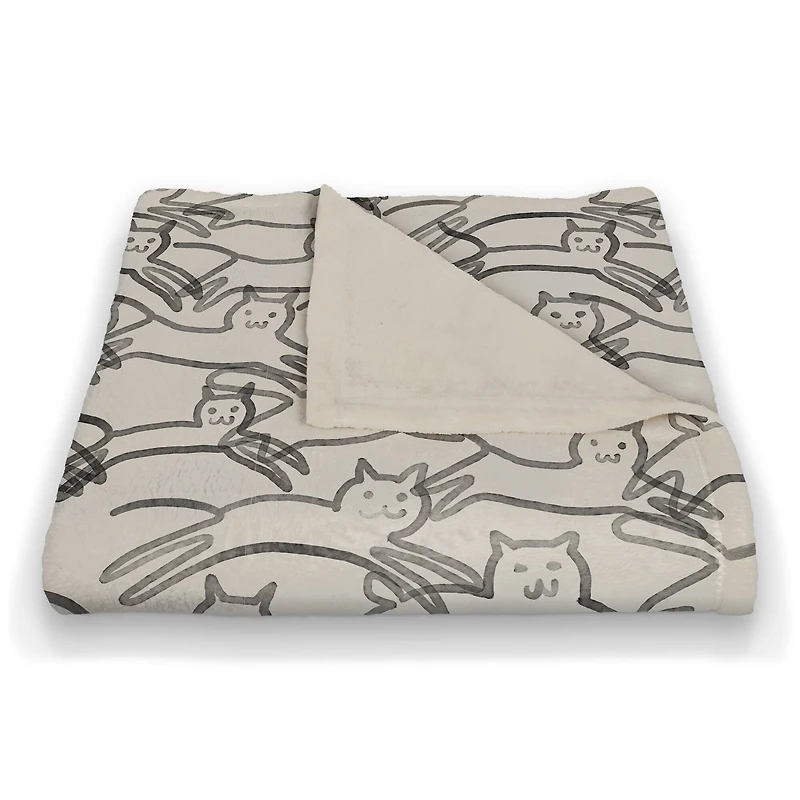 Leaping Cat Pattern II 50" x 60" Coral Fleece Blanket
