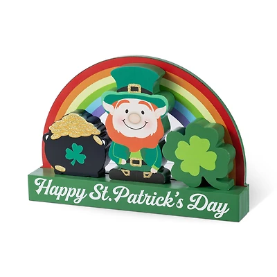 Glitzhome® 12" St. Patrick's Wooden Table Block Set