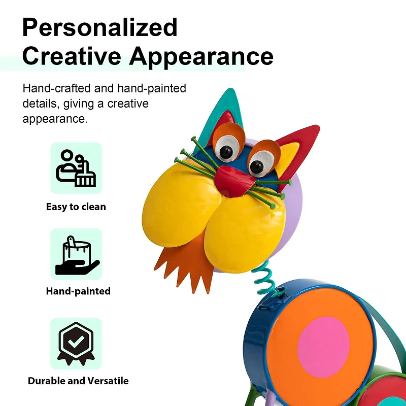 Glitzhome® 16.5" Metal Novelty Cat Garden Statue