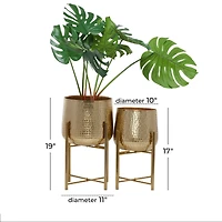 Gold Modern Planter, Set of 2" 17", 19"