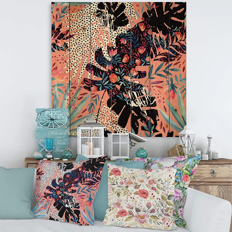 Designart - Tropical Floral Patchwork II