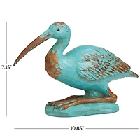 7" Teal & Brown Distressed Bird Sculpture