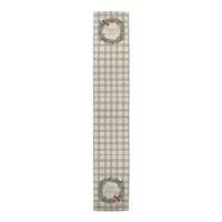 72" Happy Holidays Plaid Cotton Twill Runner