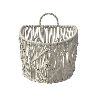 Small White Macrame Hanging Basket by Ashland®