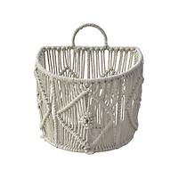 Small White Macrame Hanging Basket by Ashland®
