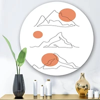Designart - Abstract Mountain Range With Red Moons