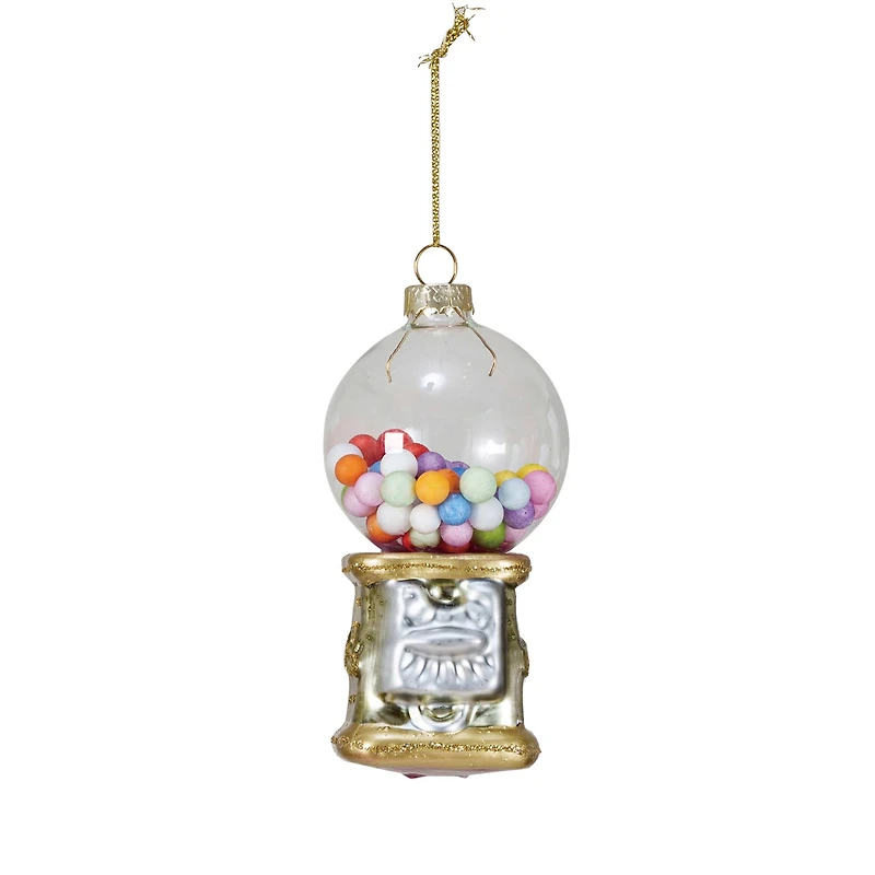 Hello Honey® 4.25" Glass Gumball Machine Ornament with Glitter