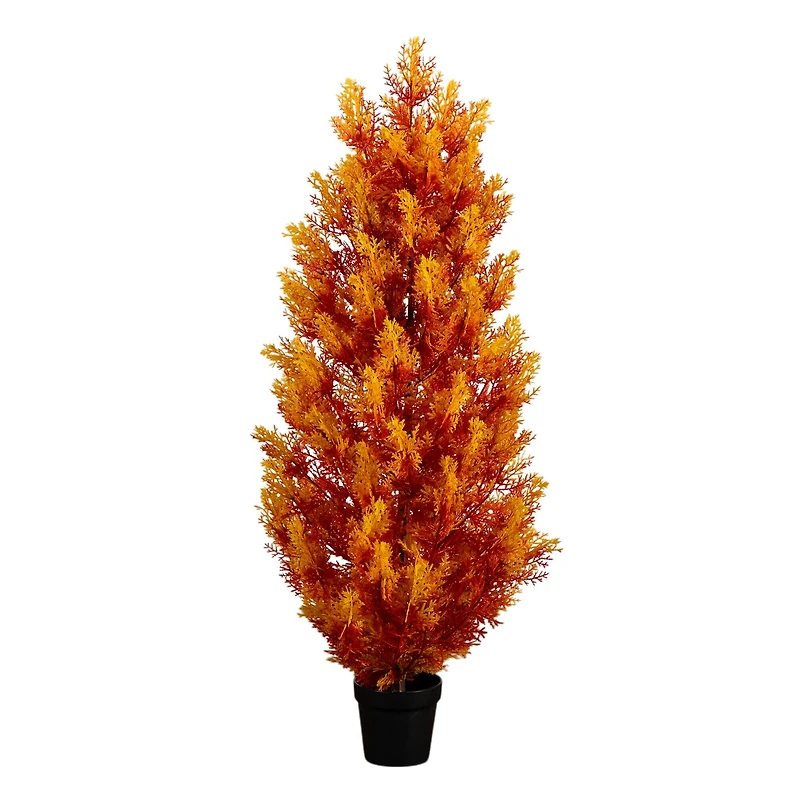 4ft. UV Resistant Autumn Artificial Fall Cedar Tree (Indoor/Outdoor)