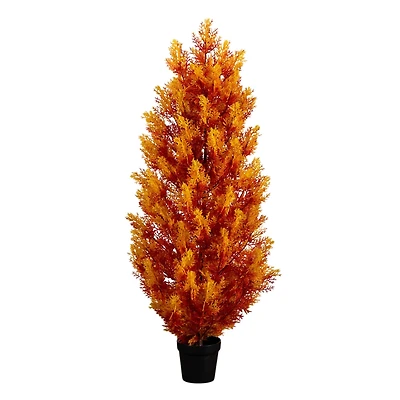 4ft. UV Resistant Autumn Artificial Fall Cedar Tree (Indoor/Outdoor)