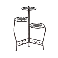 24" Brown Metal Tiered Traditional Plant Stand