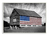Stupell Industries Black & White Barn with American Flag Wall Plaque
