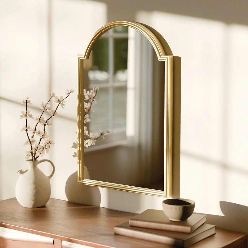 16" x 24" Scalloped Arch Wall Mirror in Gold Metal Frame by Ashland®