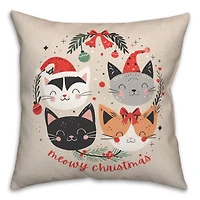 Meowy Christmas 18" x 18" Spun Poly Pillow