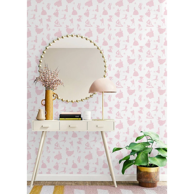 RoomMates Disney 100th Anniversary Princesses Pink Peel & Stick Wallpaper