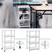 White Kitchen Cart 4-Tier Rolling Cart