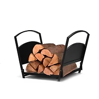 Mind Reader Black Fireplace Firewood Storage Durable Metal Collapsible Stand