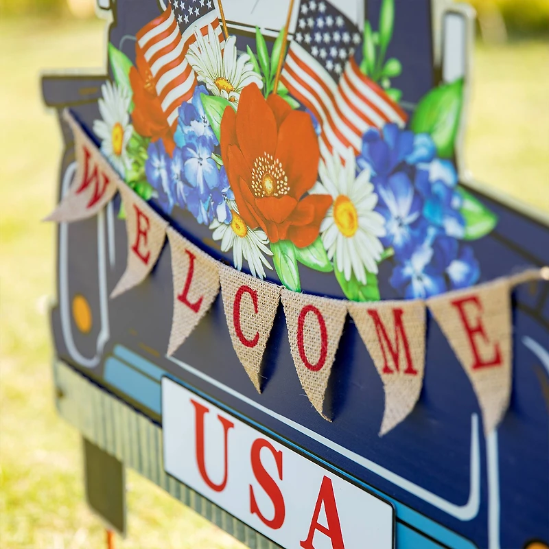 Glitzhome® 26" Patriotic America Metal Truck Yard Stake