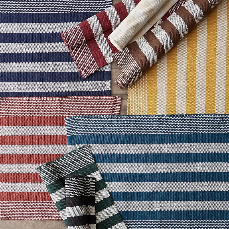 DII® Cabana Stripe Handwoven Recycled Yarn Rug