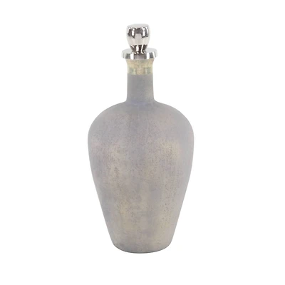 22" Gray Glass Modern Decorative Bottle