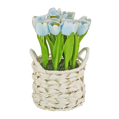 10" Tulip Bouquet in White Basket